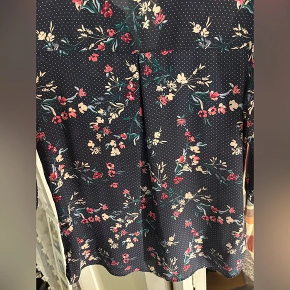 Maurices Navy Floral Polka Dot Blouse - Picture 6 of 6